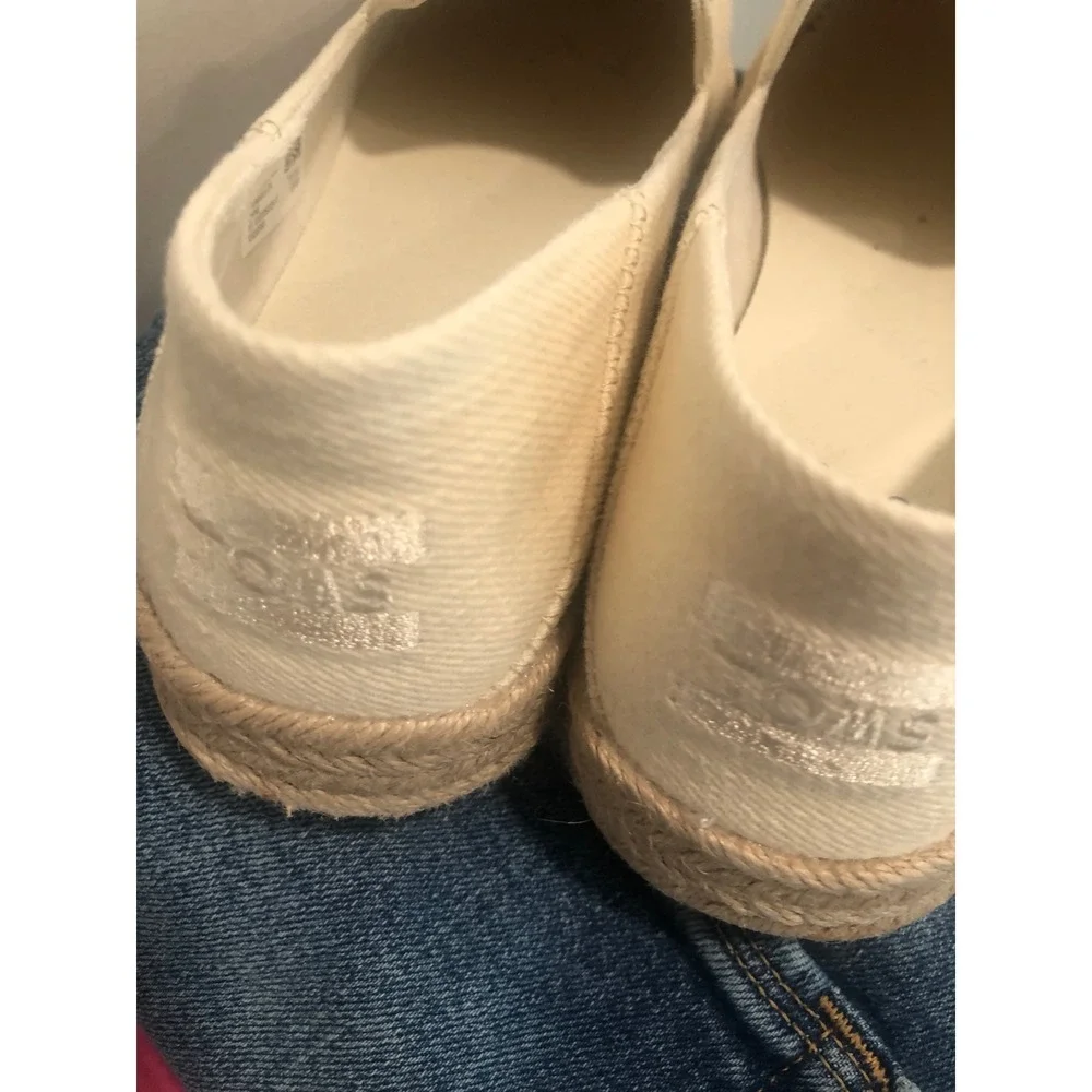TOMS Rope Espadrille Cream Canvas Slip On Flats Comfort Sz 7 NEW